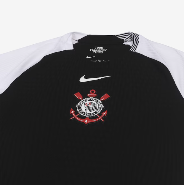 Camisa Corinthians Torcedor Preta com Branco -Lançamento 25/26